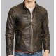 Men’s Dark Brown Distressed Leather Motorcycle Jacket