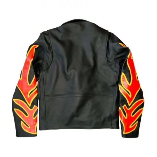 Men’s Fire Flames Motorcycle Leather Jacket