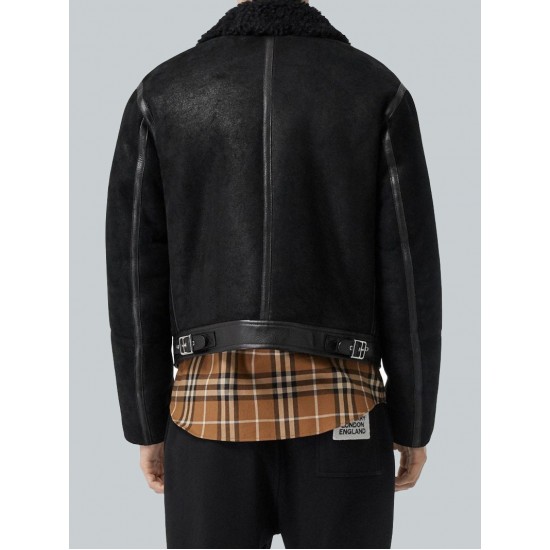Men’s Jet Black Shearling Leather Jacket
