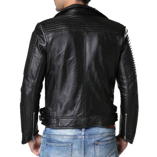 Men’s Padded Double Breasted Leather Jacket