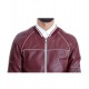 Men’s Stitched Bomber Maroon Leather Jacket