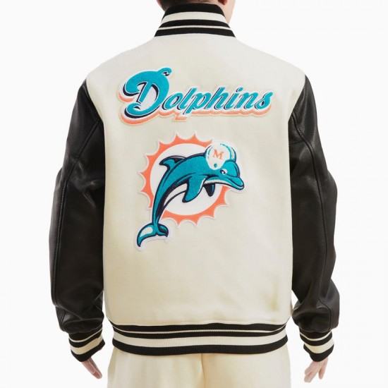 Miami Dolphins Retro Classic Rib Wool Varsity Jacket