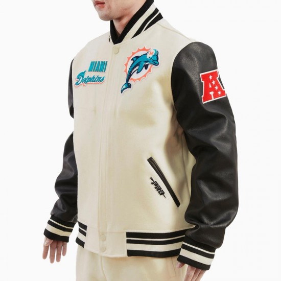 Miami Dolphins Retro Classic Rib Wool Varsity Jacket