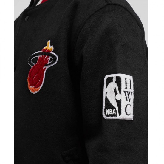 Miami Heat Hardwood Classics Black Varsity Wool Jacket