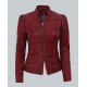 Montana Womens Biker Maroon Leather Jacket