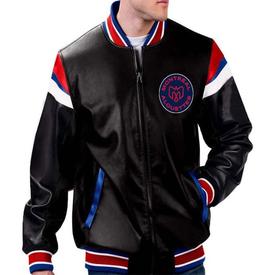 Montreal Alouettes Black Varsity Full-Zip Leather Jacket