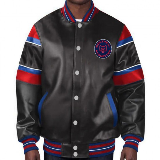 Montreal Alouettes Striped Varsity Leather Jacket