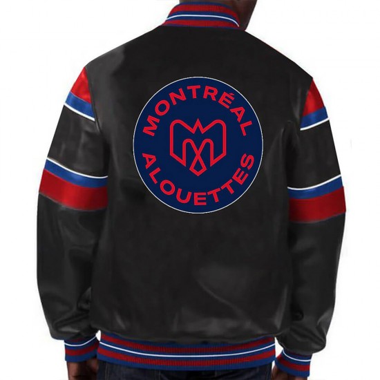 Montreal Alouettes Striped Varsity Leather Jacket