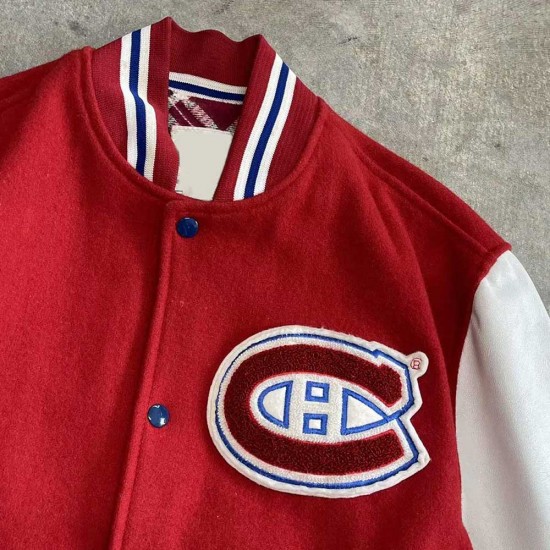 Montreal Canadiens 1993 Red and White Varsity Jacket