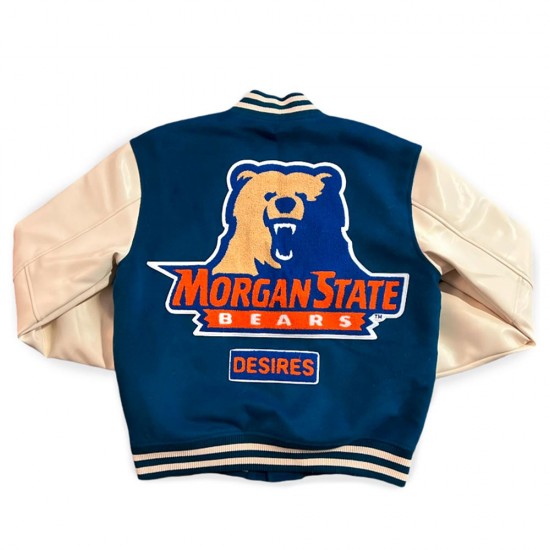 Morgan State University Blue and Beige Varsity Jacket