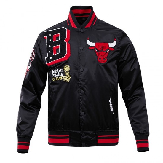 NBA Black Chicago Bulls Satin Jacket