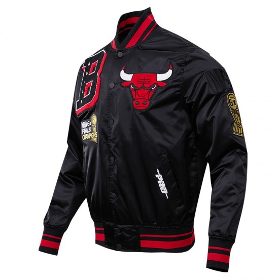 NBA Black Chicago Bulls Satin Jacket