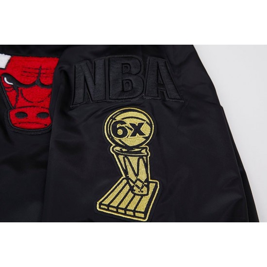 NBA Black Chicago Bulls Satin Jacket