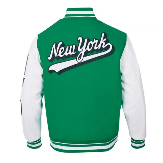 NY Jets Script Tail Classic Rib Varsity Jacket