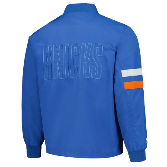 NY Knicks Blue Stitch Applique Bomber Jacket