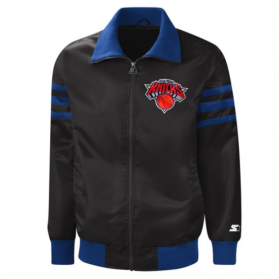 NY Knicks Captain Black Varsity Satin Jacket