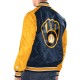 Navy/Gold Milwaukee Brewers Renegade Varsity Satin Jacket