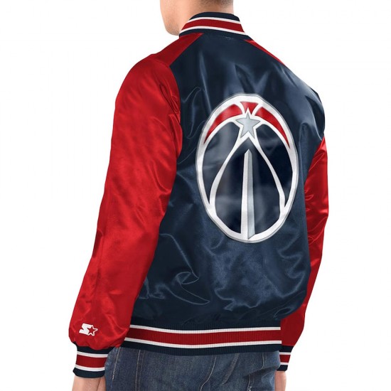 Navy/Red Washington Wizards Renegade Varsity Satin Jacket