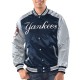 Navy/Silver New York Yankees Renegade Varsity Satin Jacket