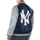 Navy/Silver New York Yankees Renegade Varsity Satin Jacket