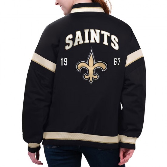 New Orleans Saints Tournament Black Varsity Jacket