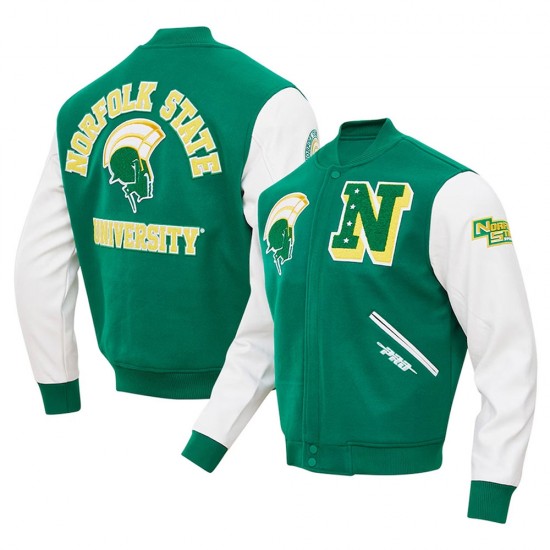 Norfolk State Spartans Varsity Green and White Jacket