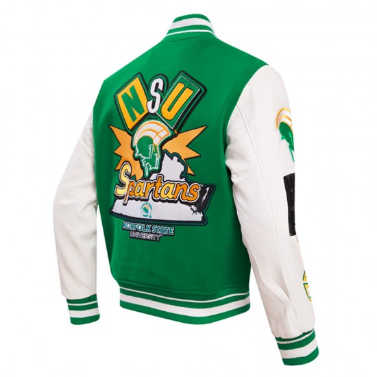 Norfolk State University Classic Rib Green Varsity Jacket