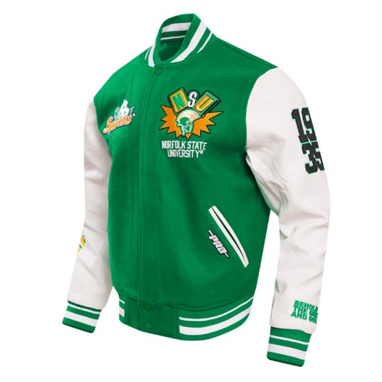 Norfolk State University Classic Rib Green Varsity Jacket