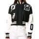 Off White Cropped Black and White Varsity Jacket