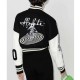 Off White Cropped Black and White Varsity Jacket