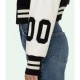 Off White Cropped Black and White Varsity Jacket