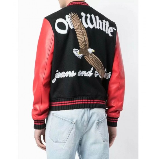 Off-White Eagle 23 Red and Black Varsity Jacket