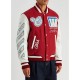 On The Go Red Wool and Leather Varsity Jacket