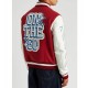 On The Go Red Wool and Leather Varsity Jacket