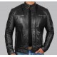 Oregon Black Leather Mens Cafe Racer Jacket