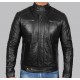 Oregon Black Leather Mens Cafe Racer Jacket