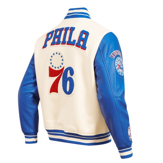 Philadelphia 76ers Retro Classic Off White Wool Varsity Jacket