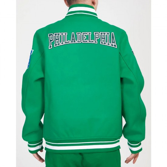 Philadelphia Eagles Crest Emblem Kelly Green Varsity Wool Jacket