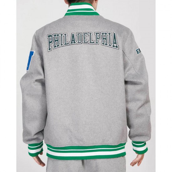 Philadelphia Eagles Heather Grey Varsity Wool Jacket