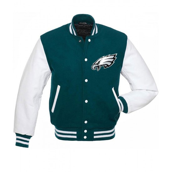 Philadelphia Eagles Varsity Green and White Jacket