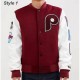 Philadelphia Phillies Letterman Burgundy and White Jacket