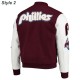 Philadelphia Phillies Letterman Burgundy and White Jacket