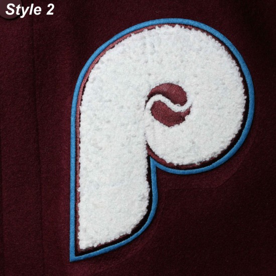 Philadelphia Phillies Letterman Burgundy and White Jacket