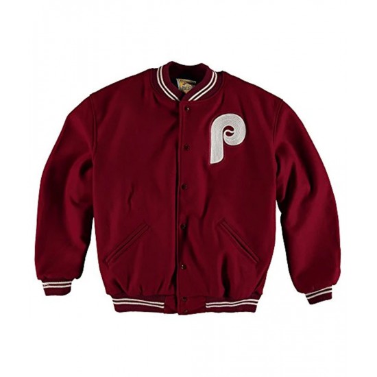 Philadelphia Phillies Maroon Wool Varsity Jacket