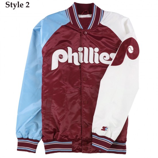 Philadelphia Phillies Purple and White Satin Jacket