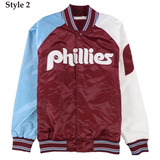 Philadelphia Phillies Purple and White Satin Jacket