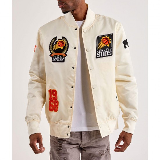 Phoenix Suns Off White Varsity Satin Jacket