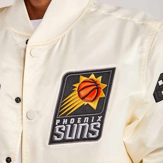 Phoenix Suns Off White Varsity Satin Jacket