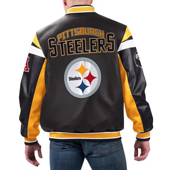 Pittsburgh Steelers Black Varsity Full-Zip Leather Jacket