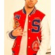 Playboi Carti Supreme Tiger Letterman Red and White Jacket